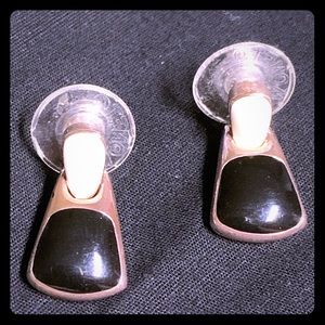 VINTAGE Black, Ivory, Gold Earrings